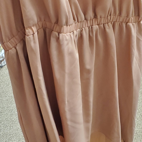 Isabel Lu beige firty off shoulder high/low dress L - Picture 4 of 4